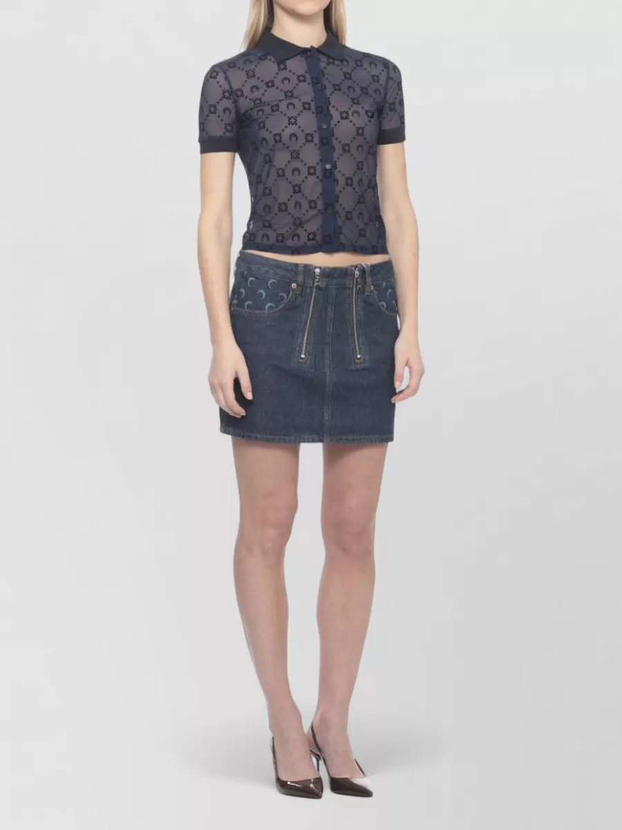 Marine Serre Monogram-Print Short-Sleeve Shirt