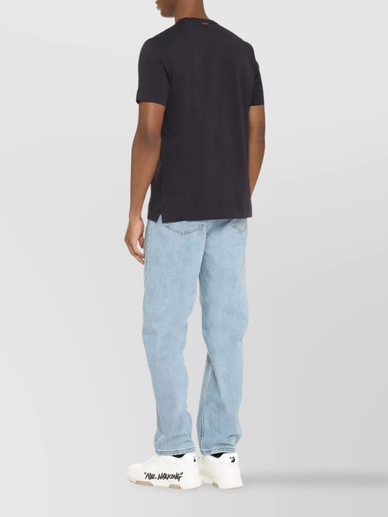 Zegna Logo Cotton Crew Neck T-Shirt With Side Slits
