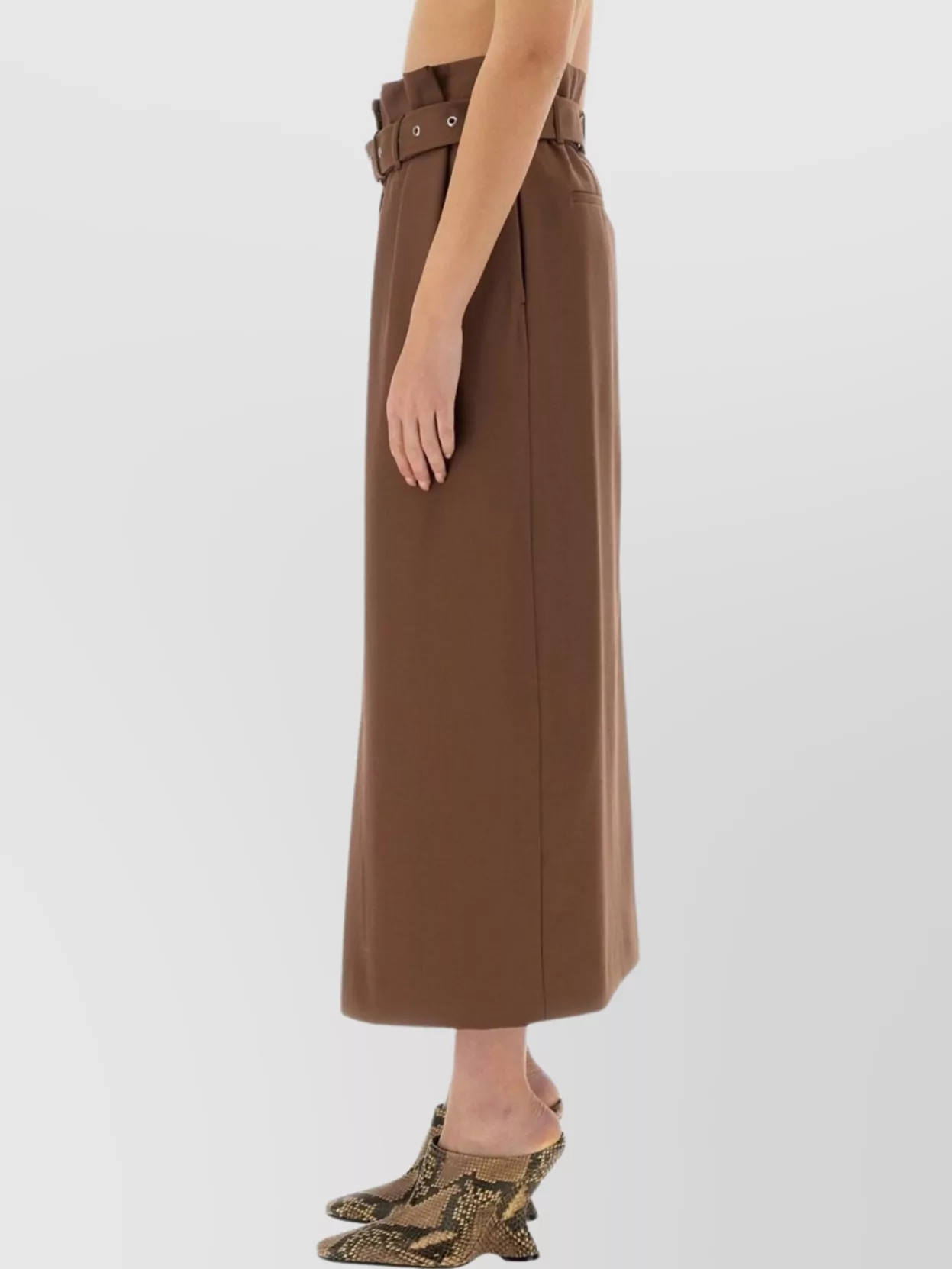 Dries Van Noten Belted Midi Wool Skirt Pleated Design