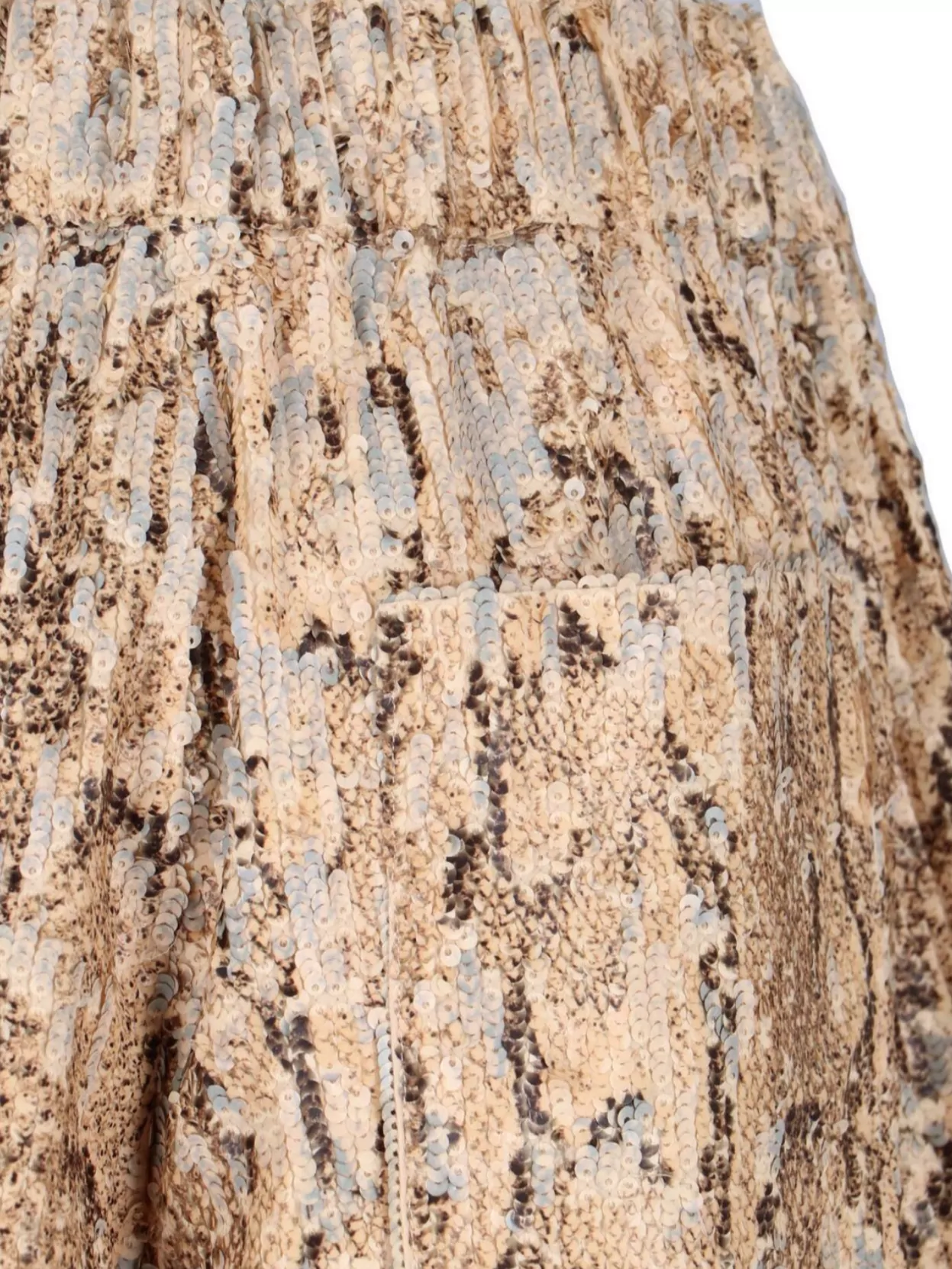 Dries Van Noten Beige Cotton Trousers With All-over Viscose Sequins In Gold