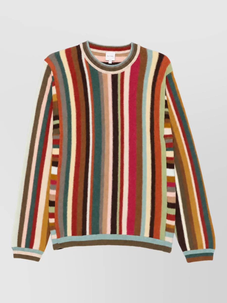 Paul Smith merino wool striped v-neck long-sleeve sweater