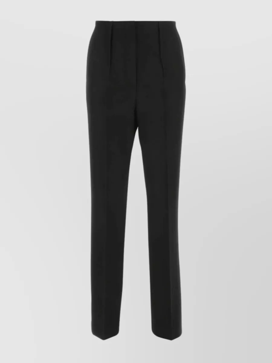 Shop Fendi Wool Pleated High Waist Trousers In Black