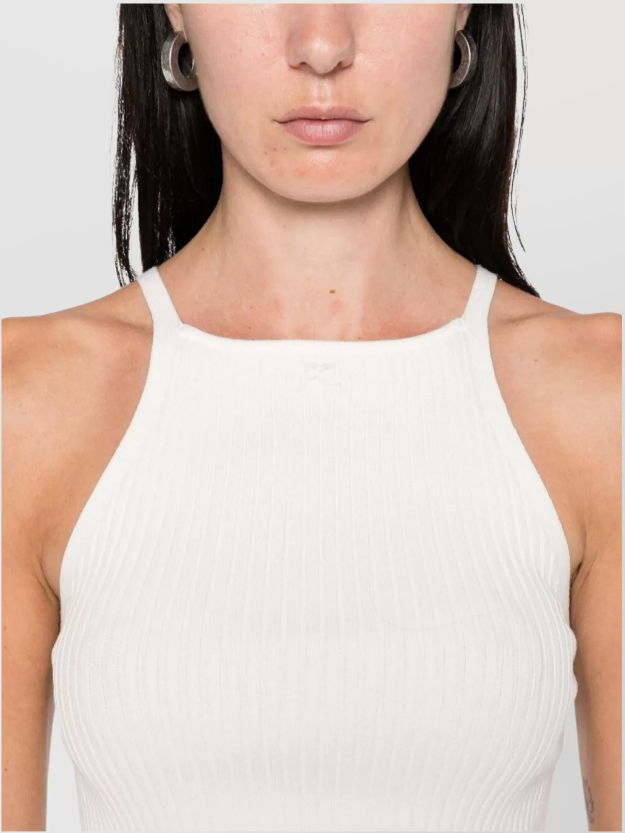 Courrèges Cropped Halterneck Top Ribbed Texture