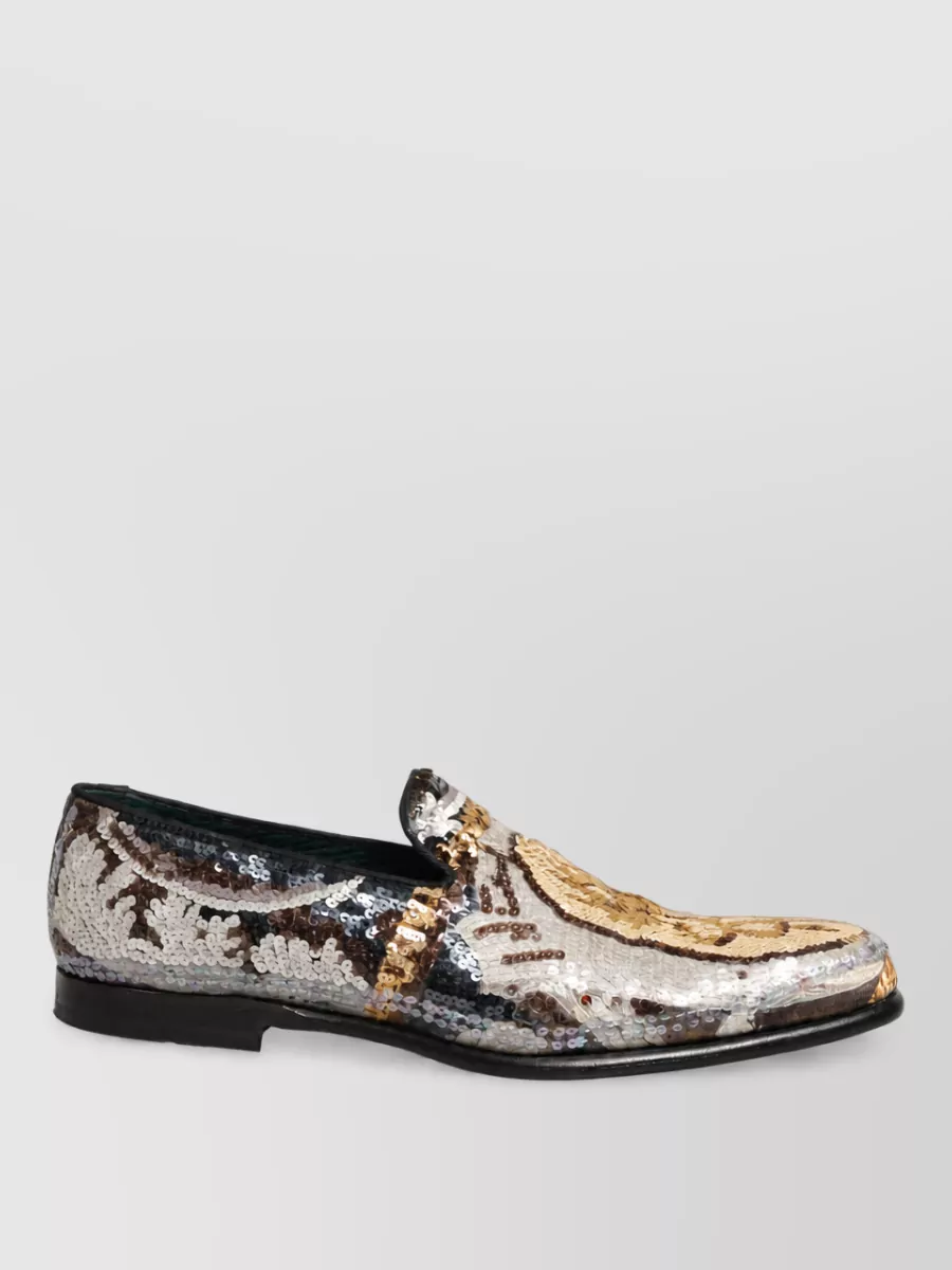 Dolce&Gabbana Embroidered Sequin Leather Monk Shoes