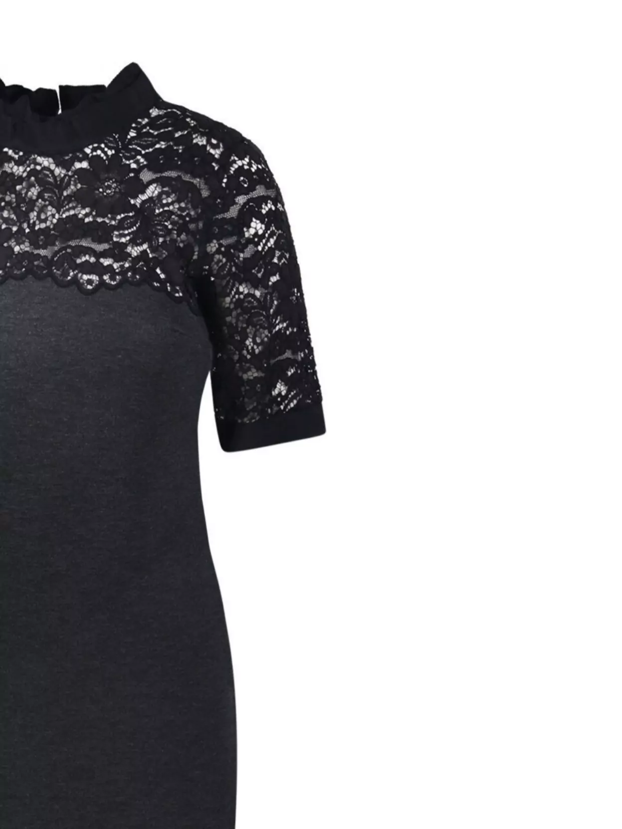 P.a.r.o.s.h Short Sleeve High Neckline Lace Detailing Dress