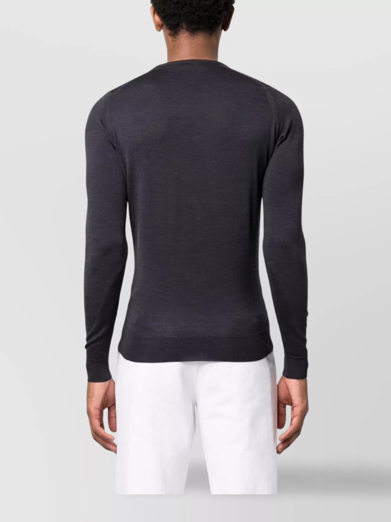 John Smedley Smoke Grey Crew Neck Merino Wool Sweater