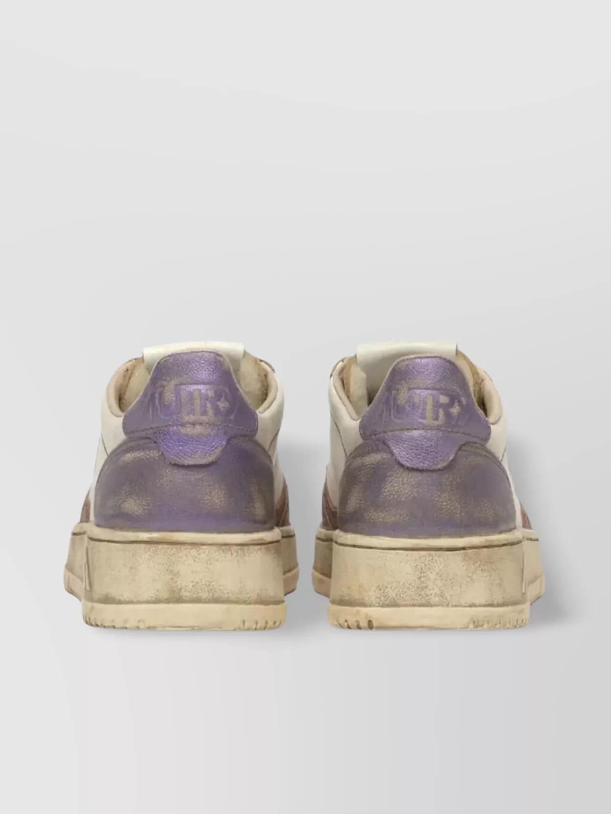 Autry Low-top Leather Sneakers With Vintage Effect In Purple