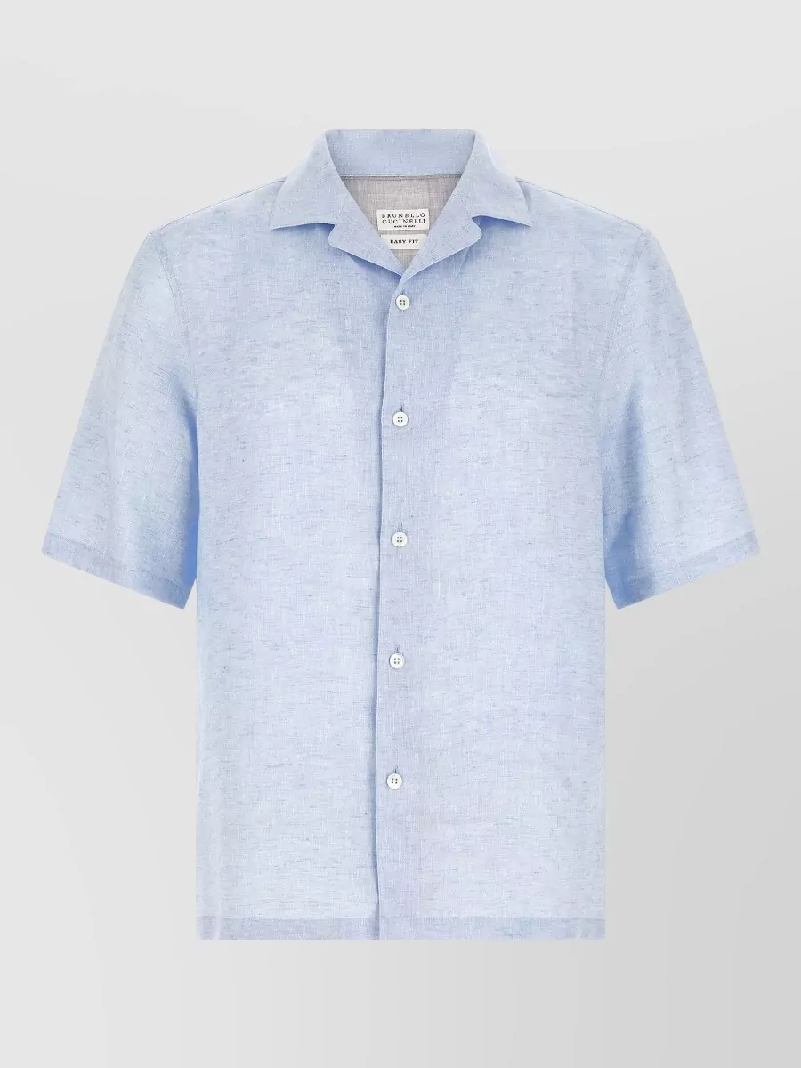 Brunello Cucinelli Linen short-sleeve camp collar shirt
