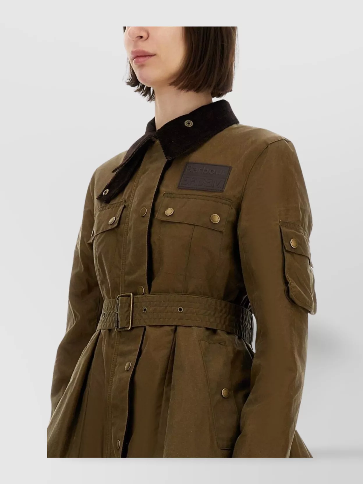 Barbour "constancia" Jacket Belted Corduroy Collar