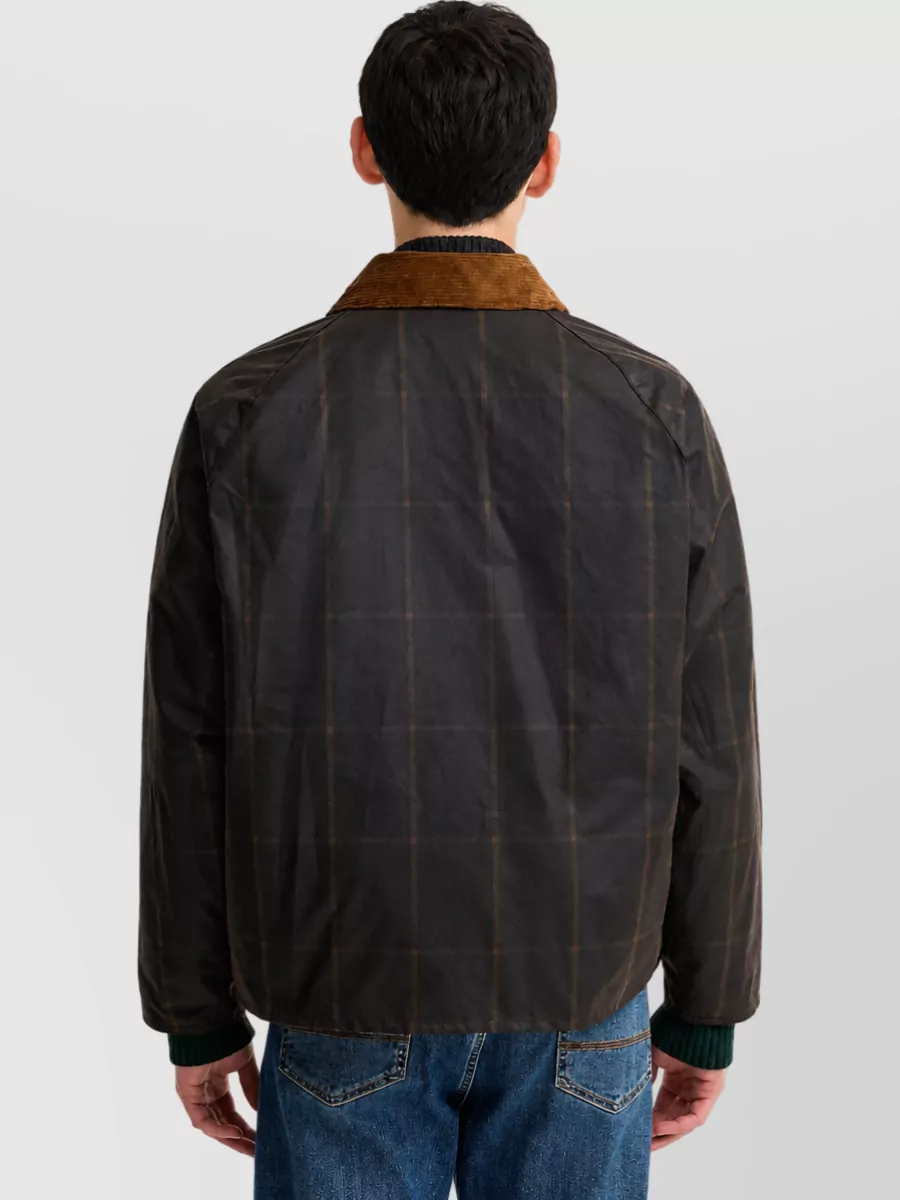 Barbour Waxed Cotton Checked Single Breasted Coat