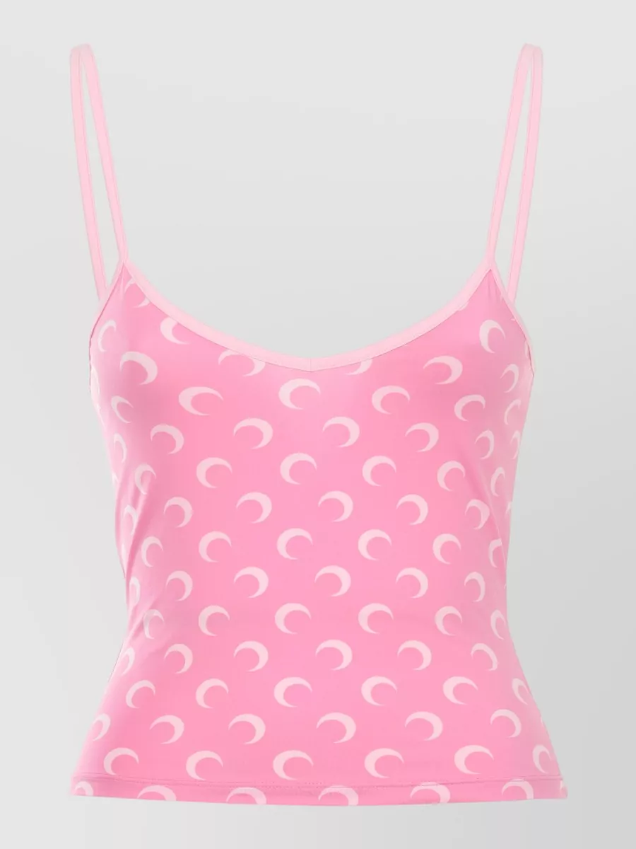 Marine Serre Moon logo jersey v-neck sleeveless top
