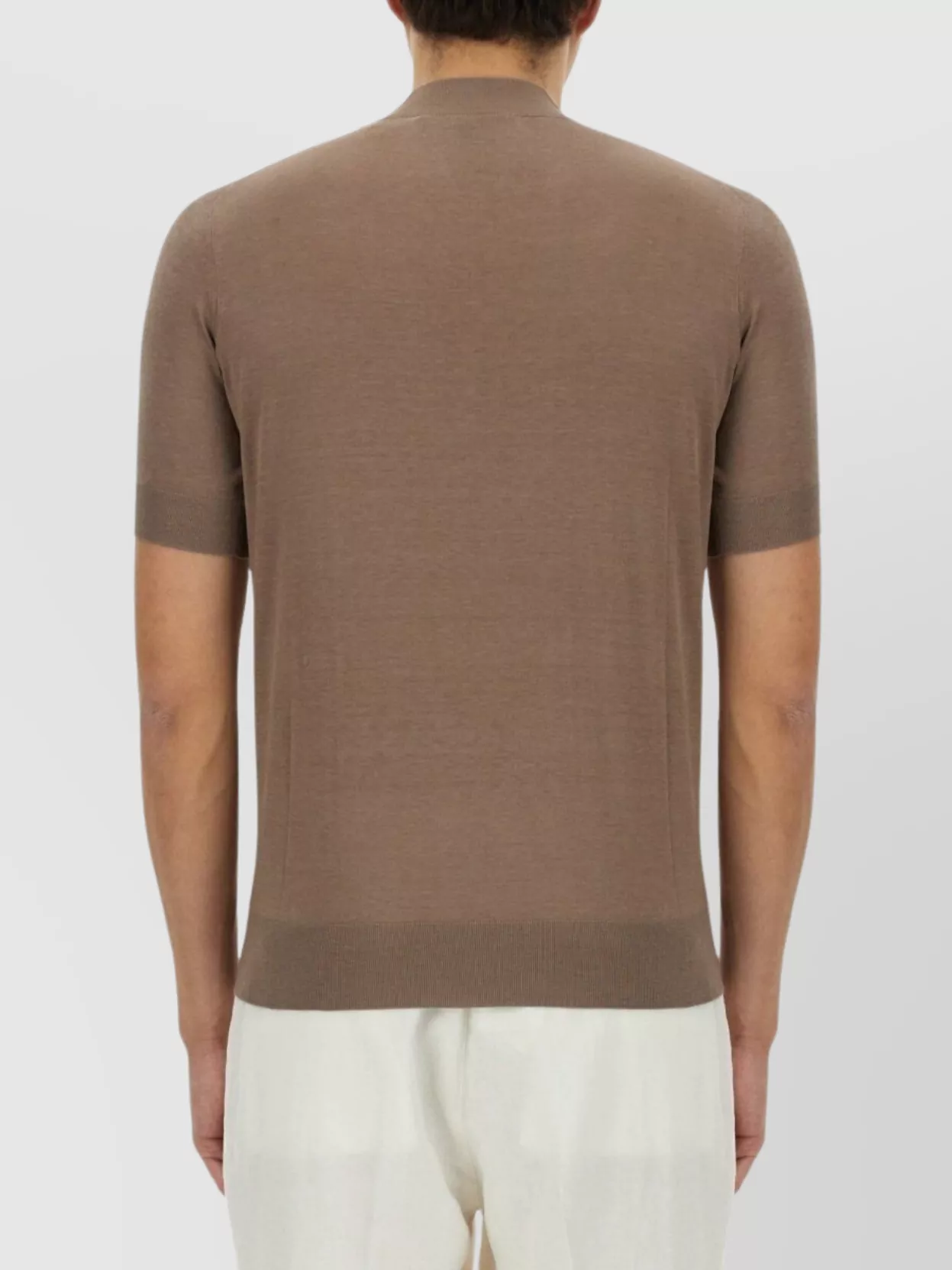 Brunello Cucinelli Ribbed Neckline Stretch Fit Lightweight T-Shirt