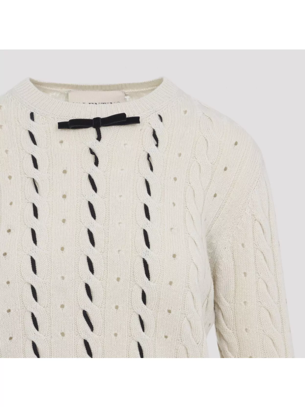 Valentino Knit Sweater With Ruffled Cuffs And Bow