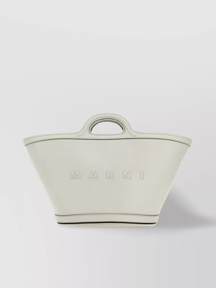 Shop Marni Compact Tropicalia Leather Handbag In White