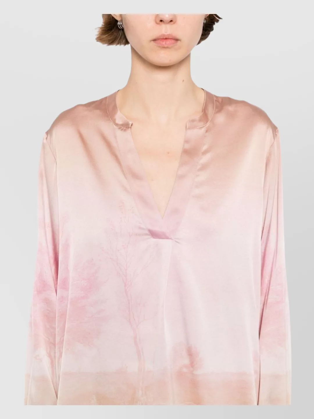 Pierre Louise Mascia Landscape Print Long Sleeve V-Neck Top
