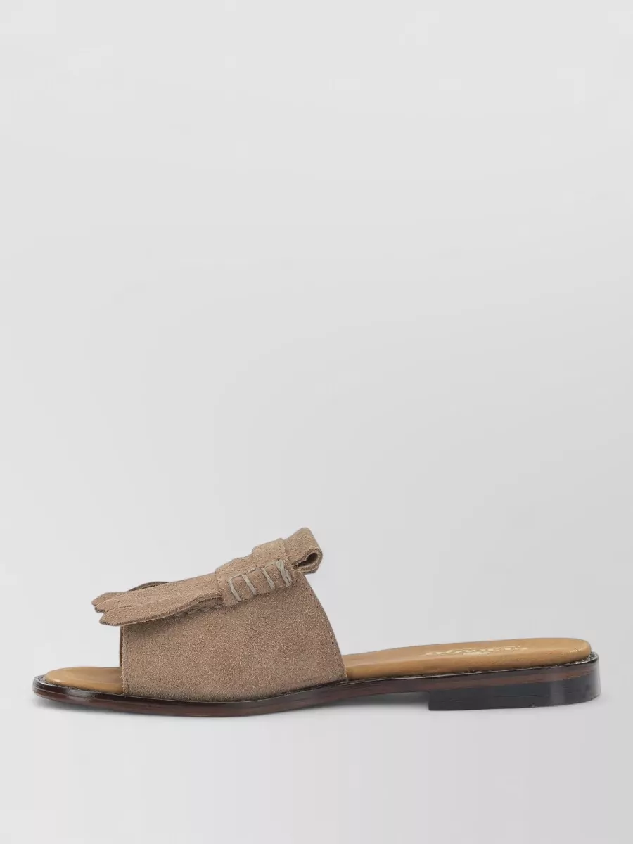 Sebago Leather Fringed Slides