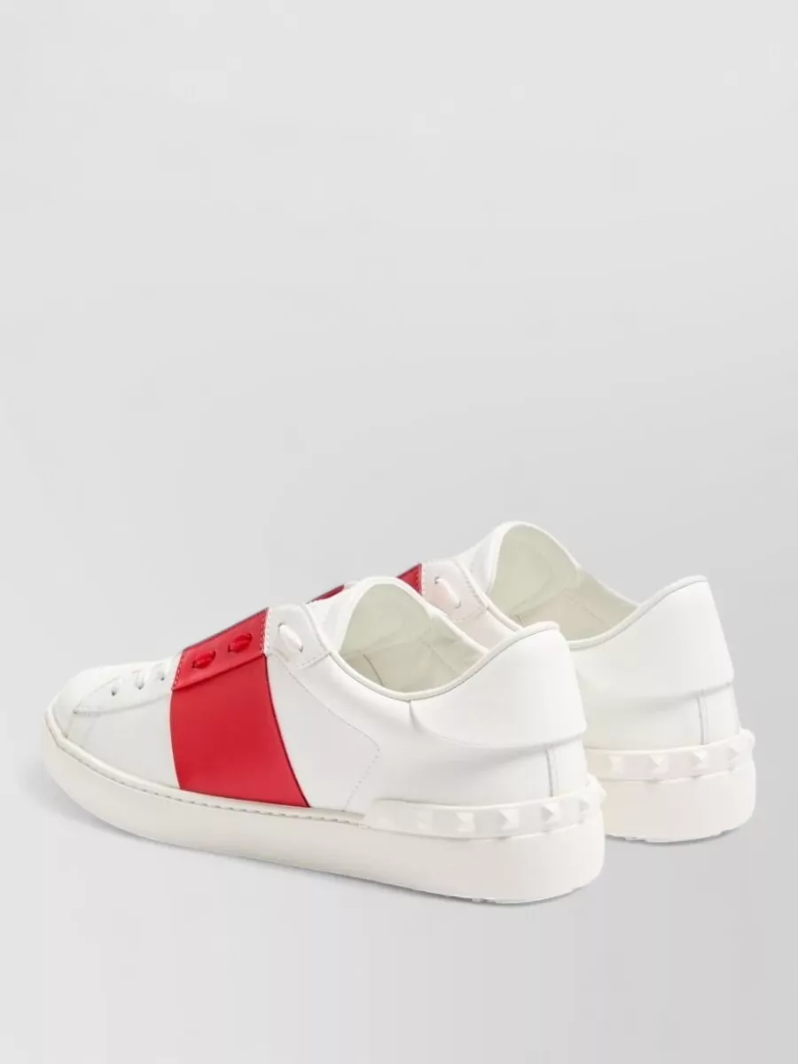 Valentino Garavani Leather Sneakers Open Design Flat Sole