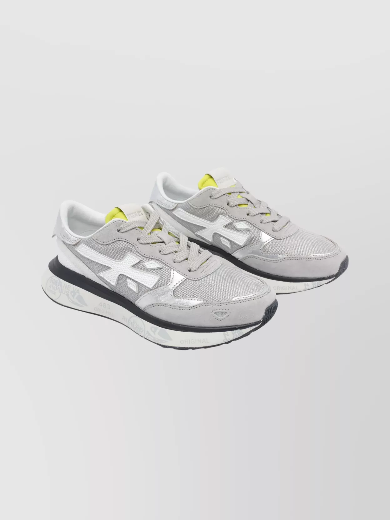 Premiata Suede Sneakers With Rubber Sole And Mesh