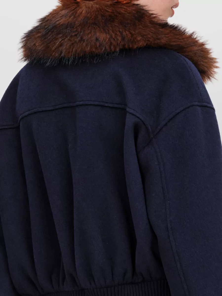 Self-Portrait Relaxed-Fit Fur-Trim Bomber Jacket