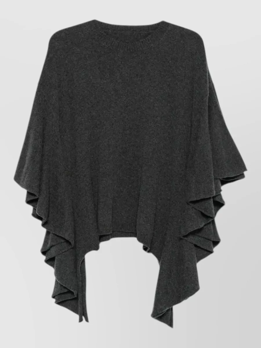 Uma Wang cashmere crew-neck short ruffle-sleeve relaxed-fit knitted top