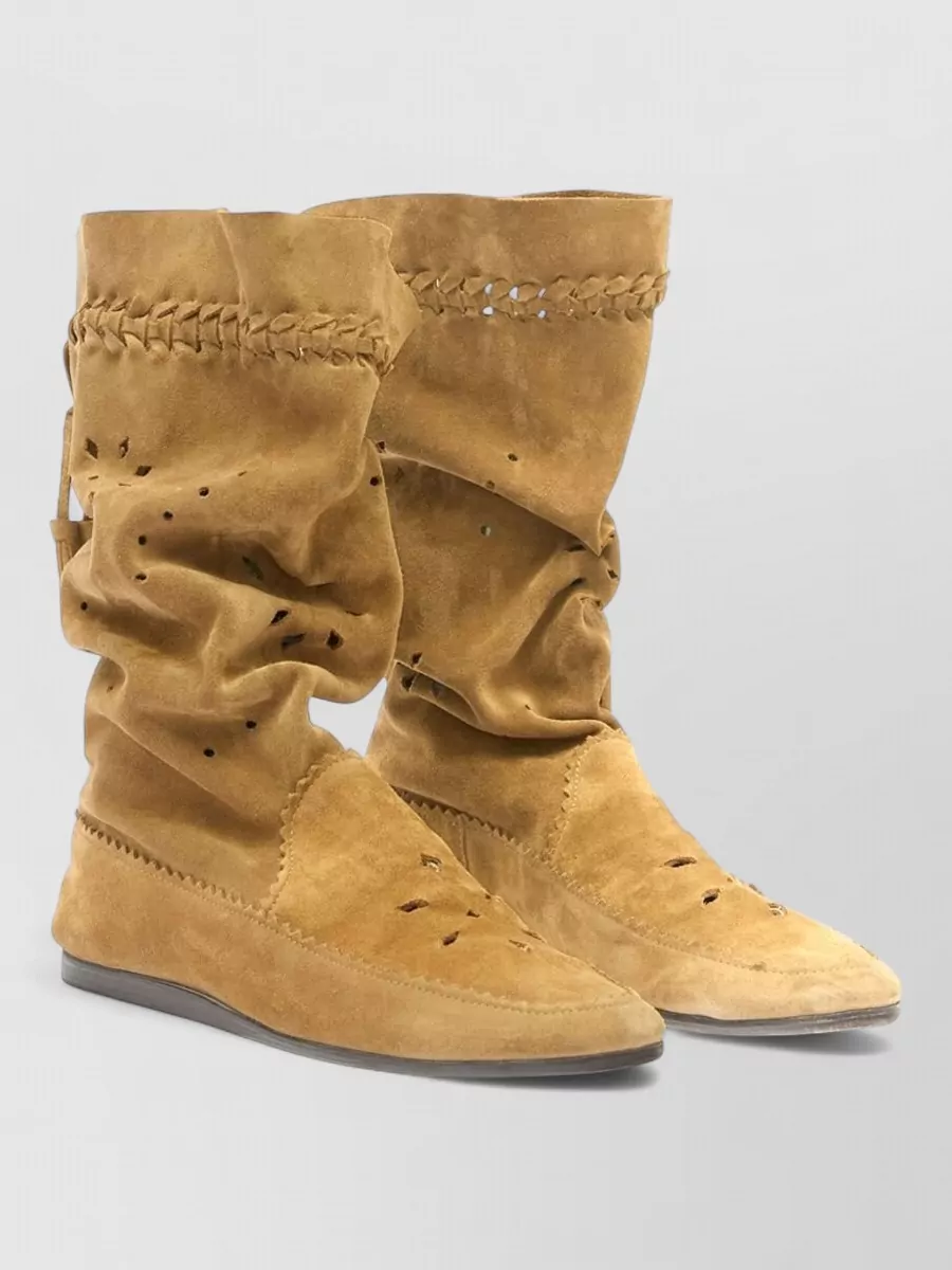 Isabel Marant Welky Leather Boots Slouchy Tassel Braid