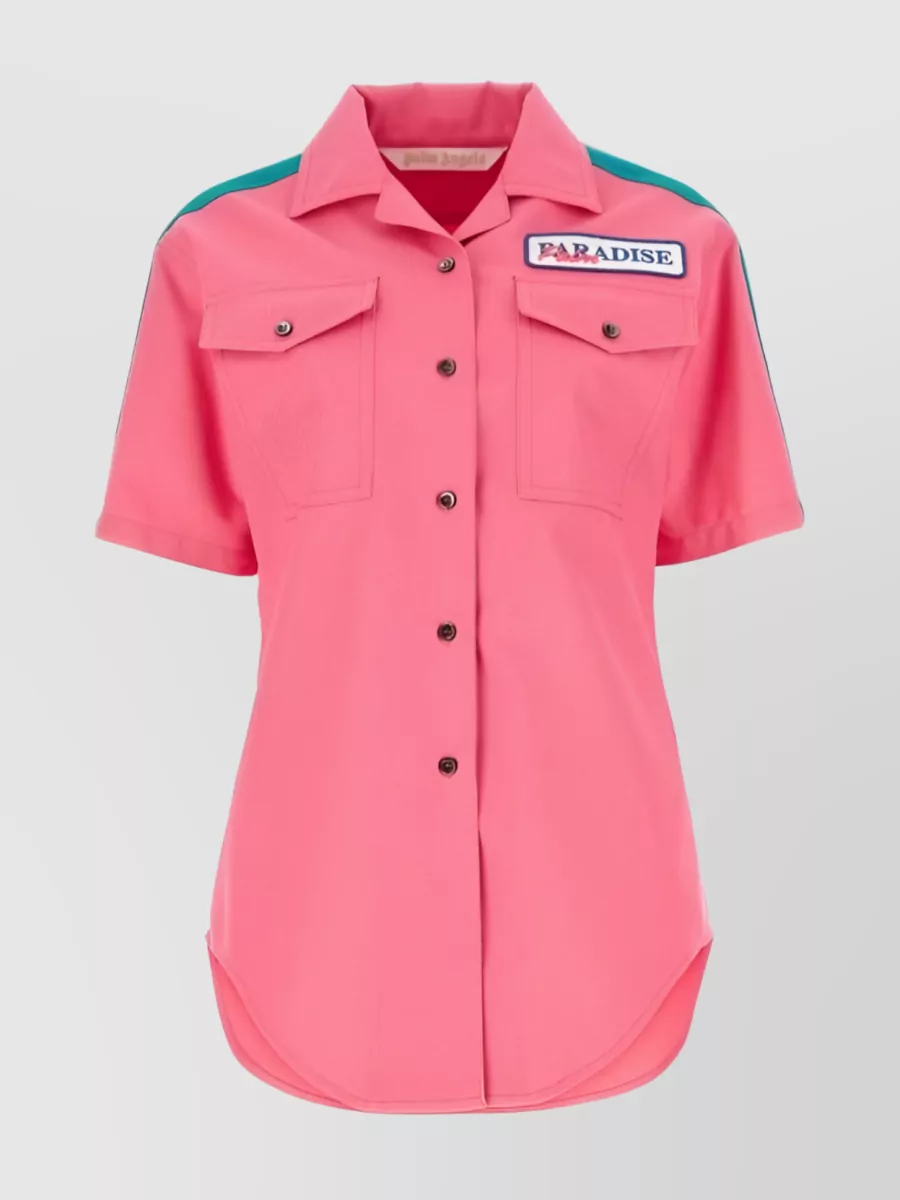 Shop Palm Angels Chest Logo Striped Shirt In Pink