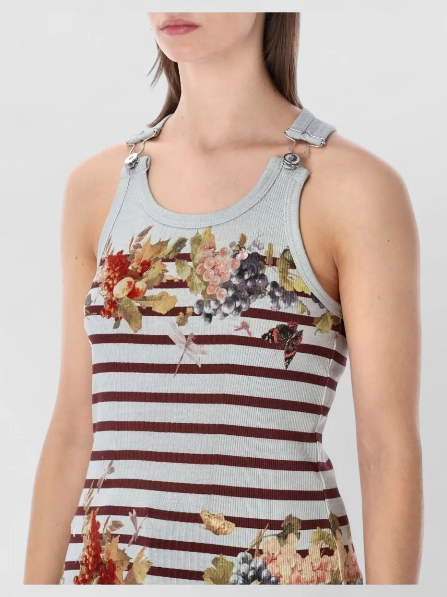 Jean Paul Gaultier Rib Tank Top Mariniere Floral Buckle