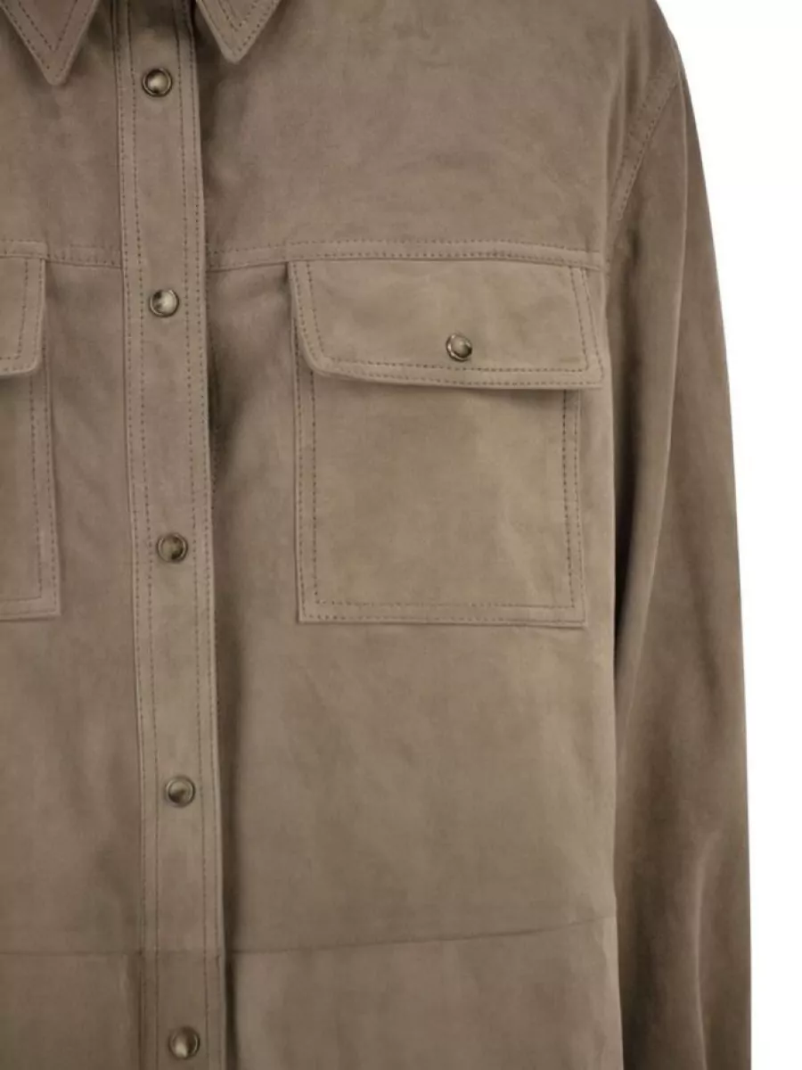 Brunello Cucinelli Suede Fitted Jacket
