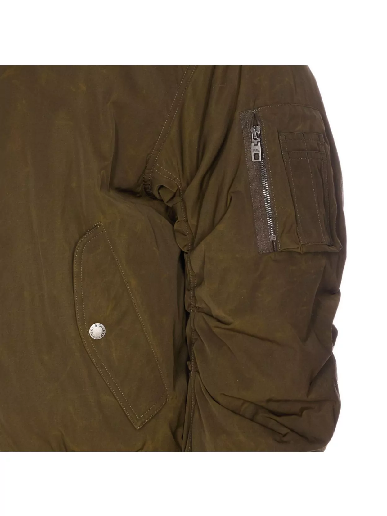 Dolce & Gabbana Down Jacket With Crewneck And Pockets In Brown