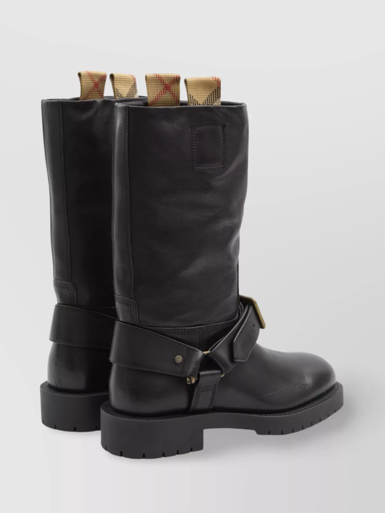 Burberry Calf Leather Equestrian Lug Sole Boots