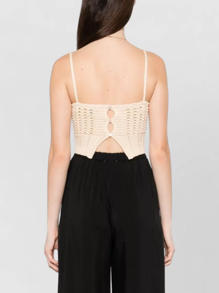 Forte Forte Knitted Square Neck Sleeveless Asymmetric Hem Bralette Top