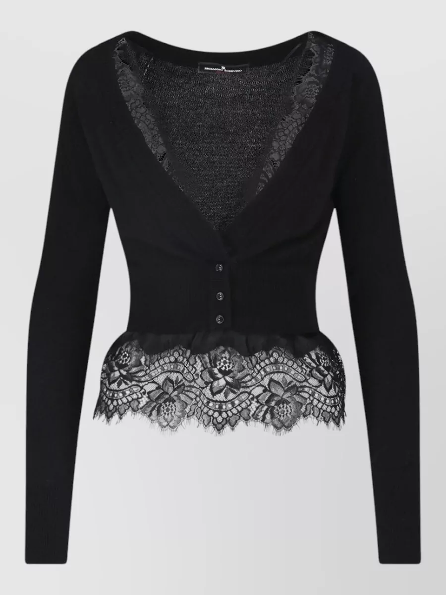 Ermanno Scervino cashmere lace v-neck cropped cardigan