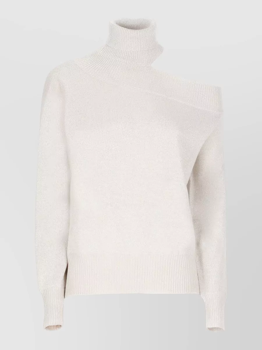 D.exterior Metallic Wool-Blend Cutout High-Neck Jumper