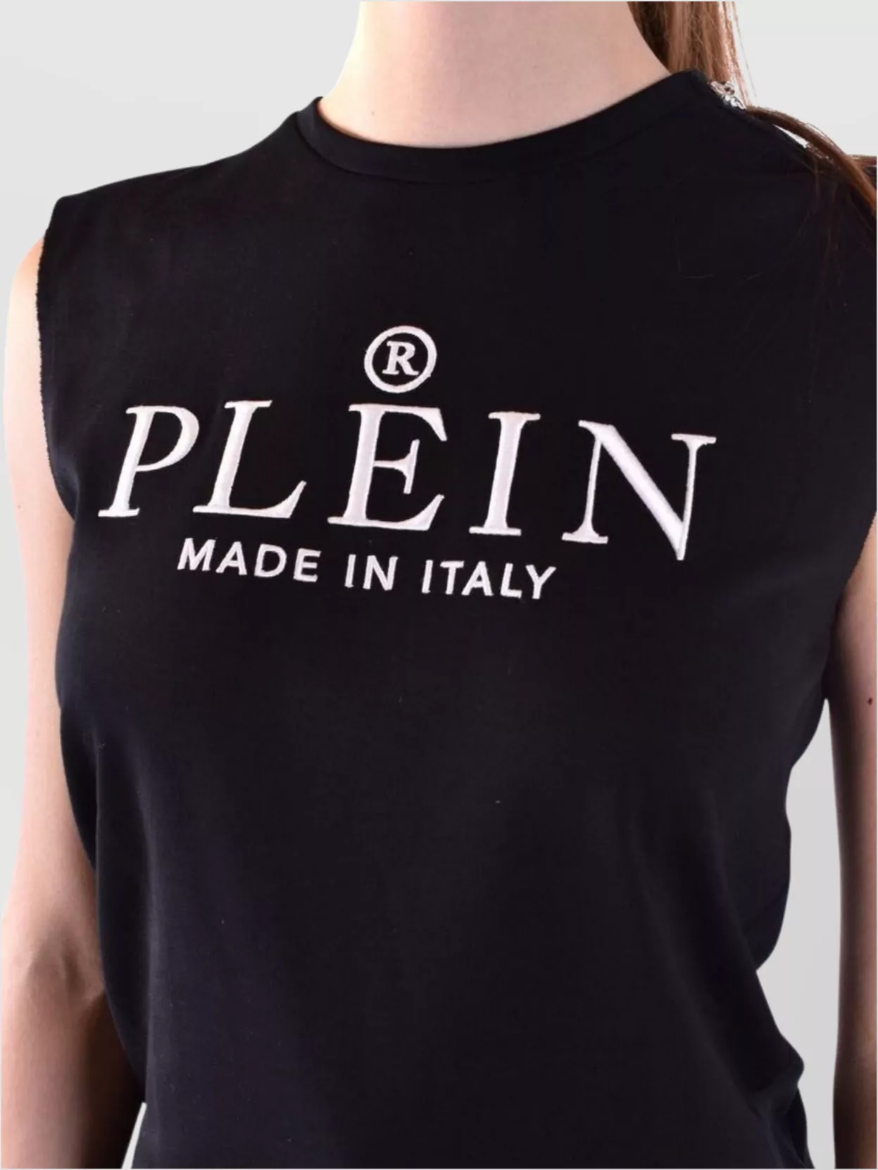 Philipp Plein Shoulder Button Sleeveless Crew Neck Top