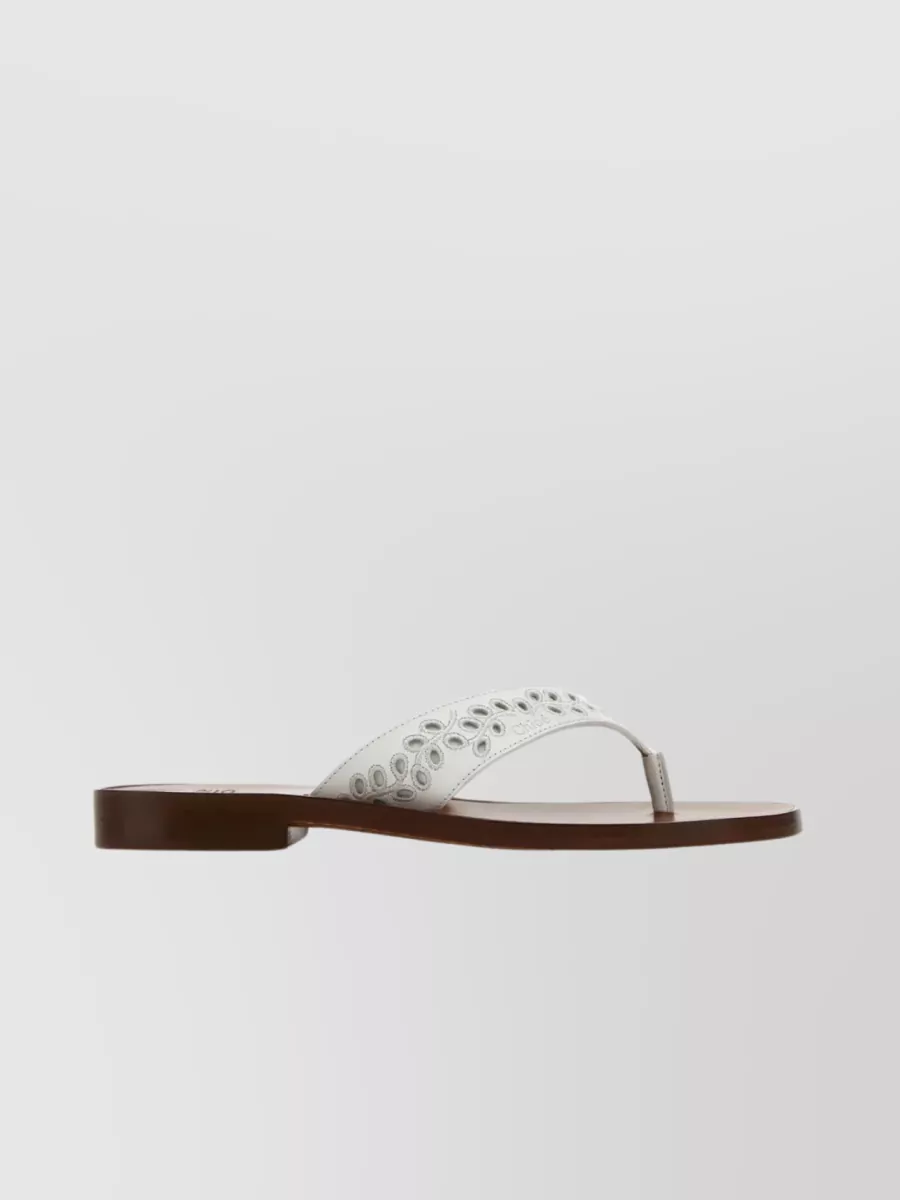 Shop Chloé Paz Eres Leather Thong Slippers In White