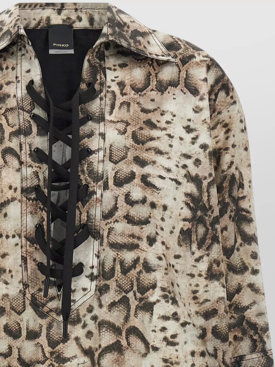 Pinko Snake-Print Cotton Mini Shirt Dress
