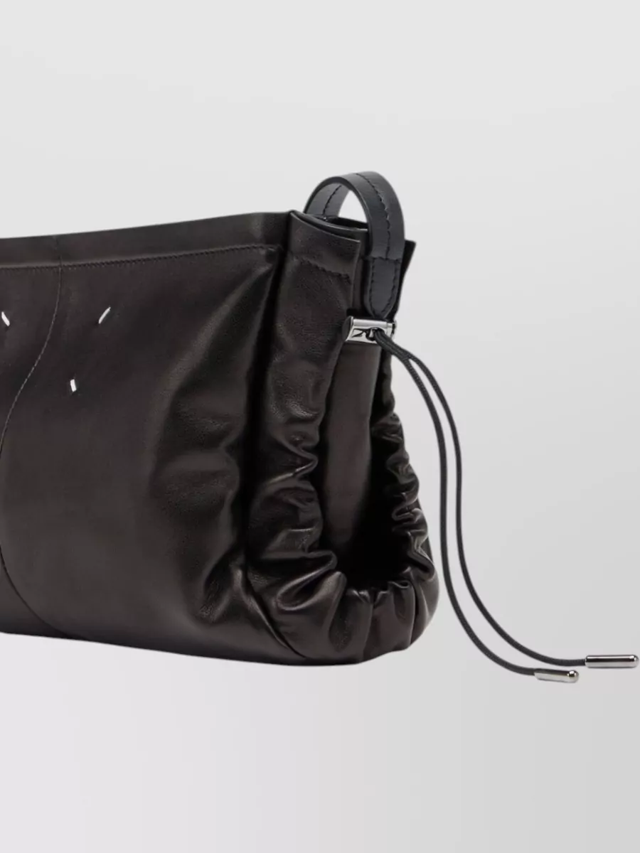 Maison Margiela Horizontal Lambskin Shoulder Bag Drawstring Strap