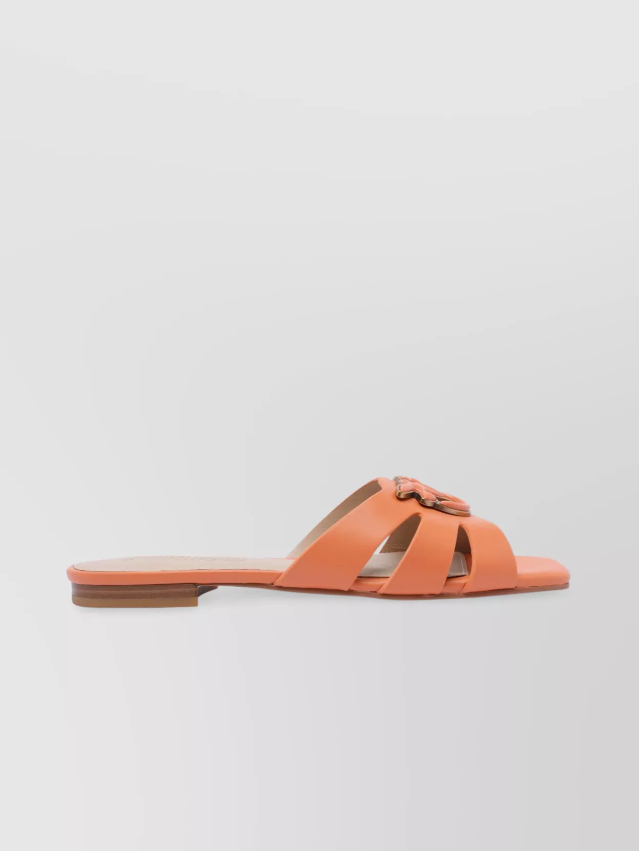 Shop Pinko Cut-out Embellished Leather Sandals
