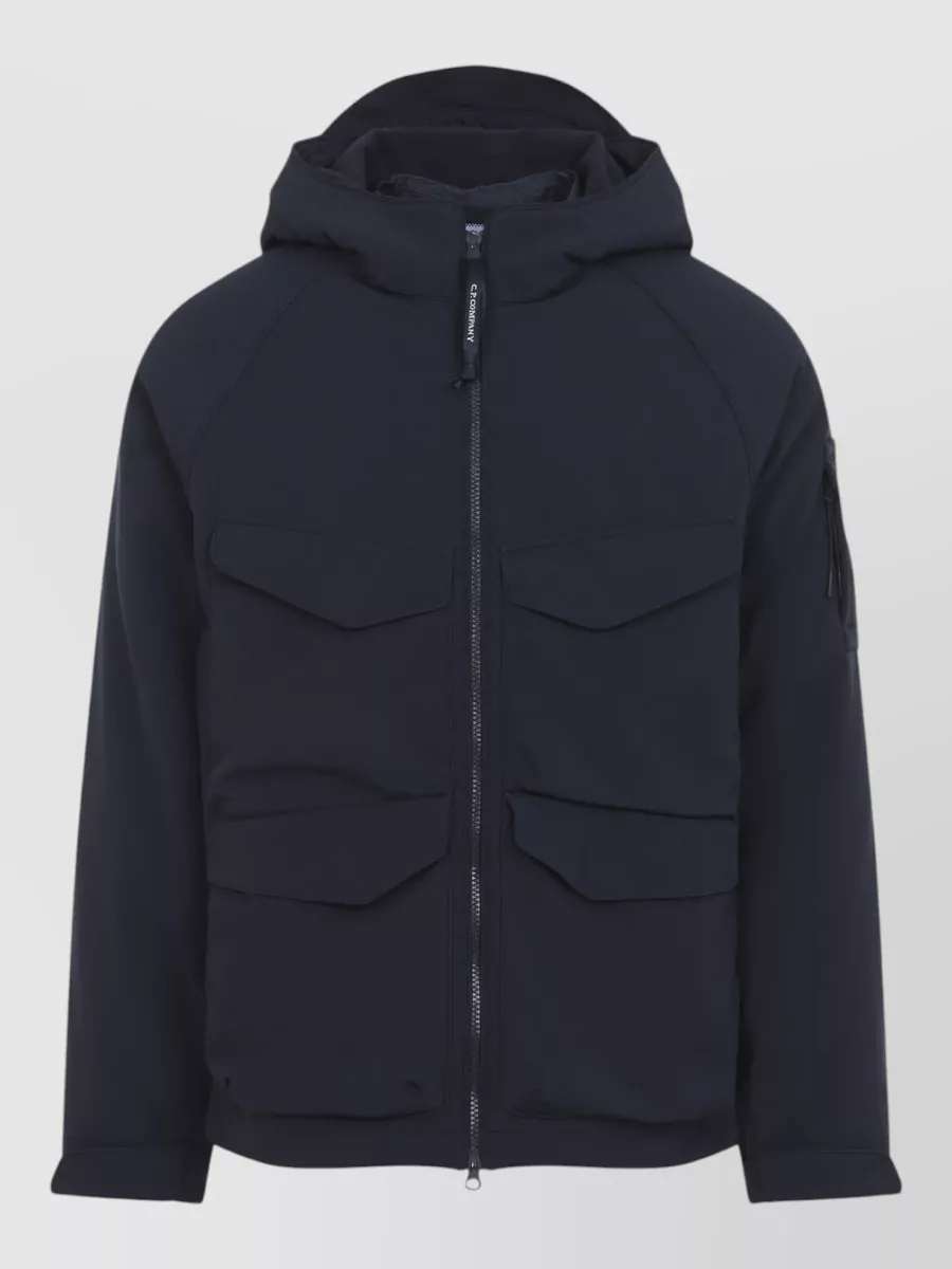 C.p. Company C.p.company Total Eclipse Shell Padded Hooded Lens Jacket In Blue