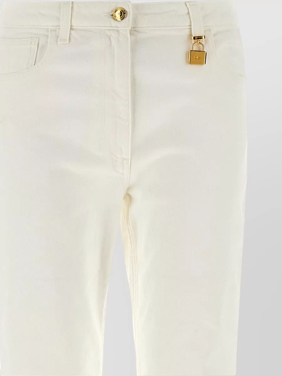 Elisabetta Franchi Jeans Trousers Padlock Detail And Belt