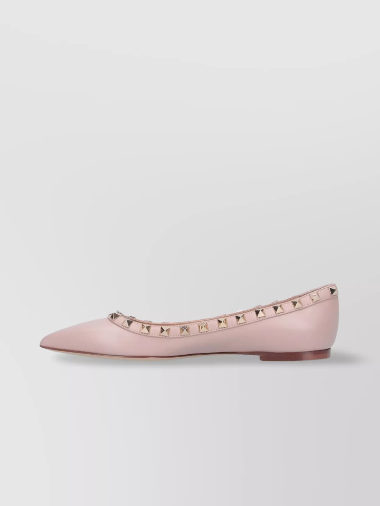 Valentino Garavani Pointed Toe Studded Trim Ballerina Shoes