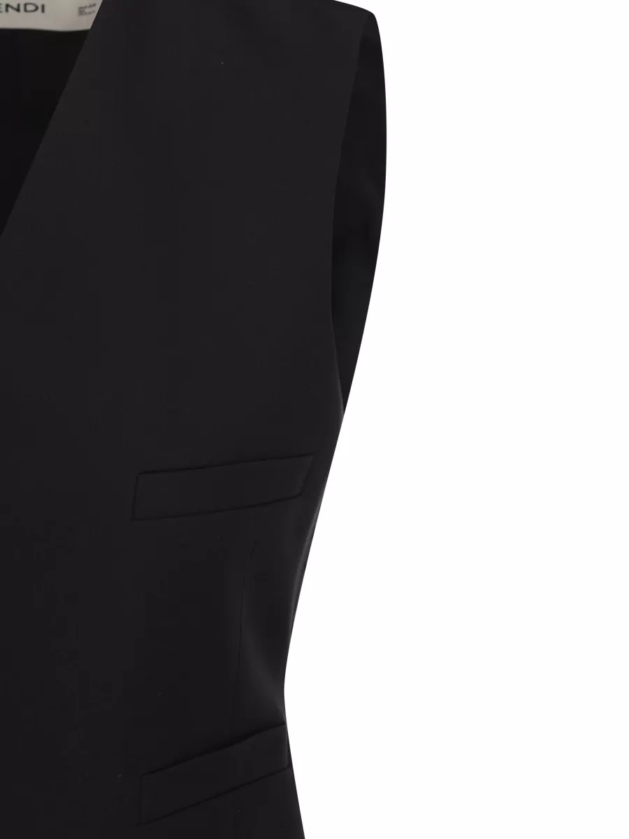 Fendi Silk Blend V-Neck Sleeveless Vest