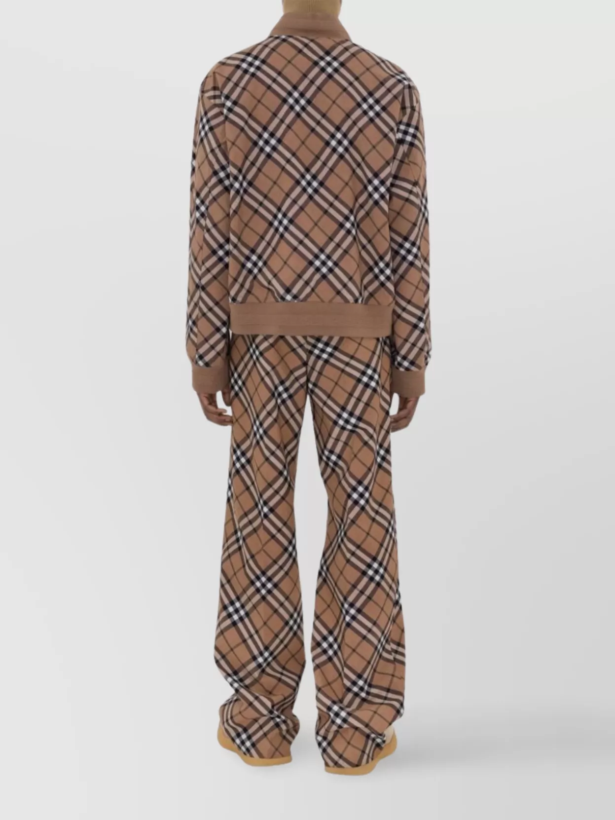 Burberry Check Print Wool Blend Harrington Jacket In Brown