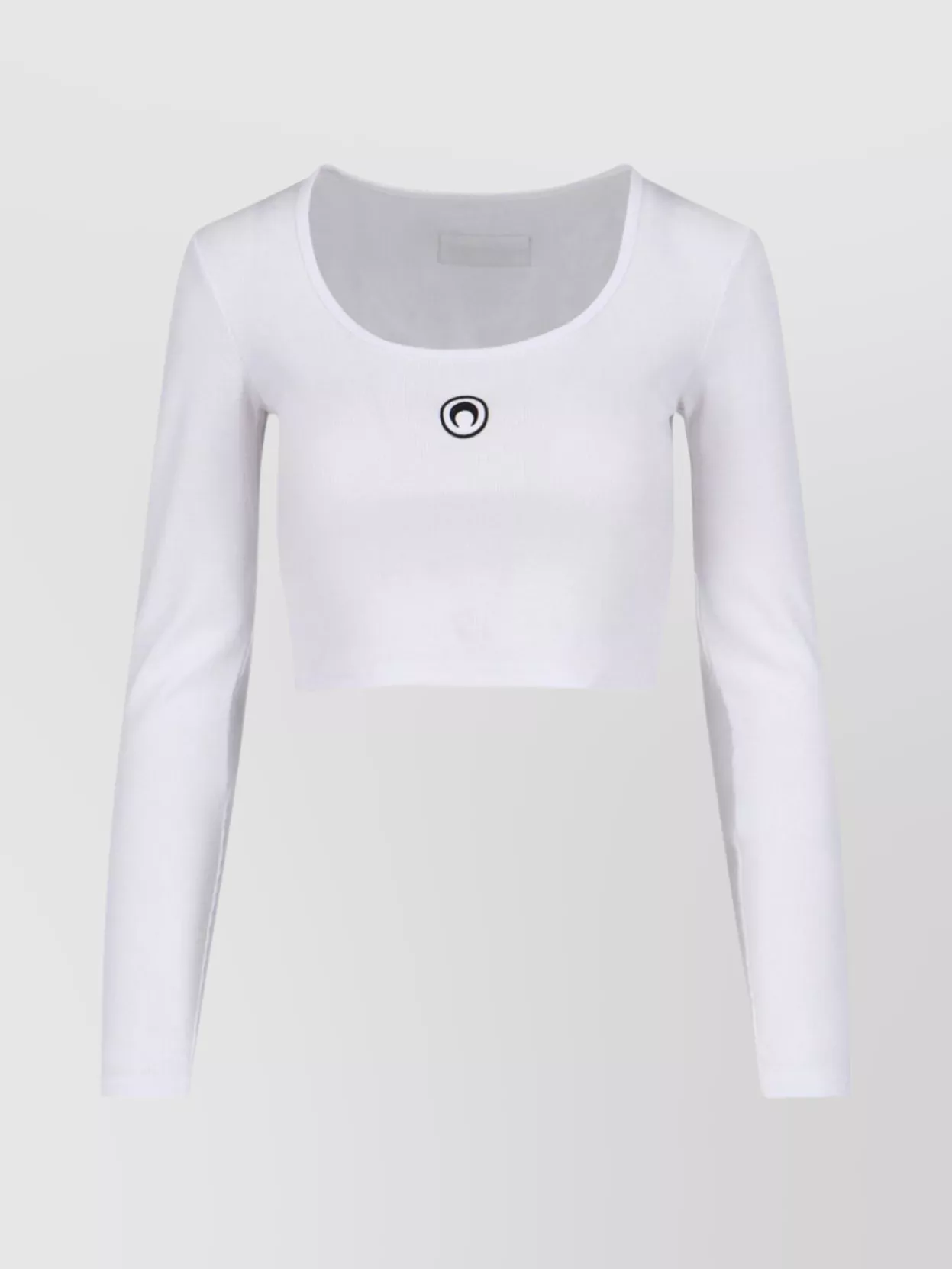 Marine Serre Short Sleeve Cropped Top With Scoop Neck In White