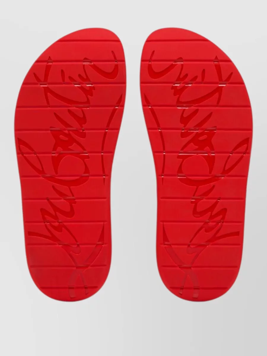 Christian Louboutin Slide Sandals Perforated Strap Contrasting Sole