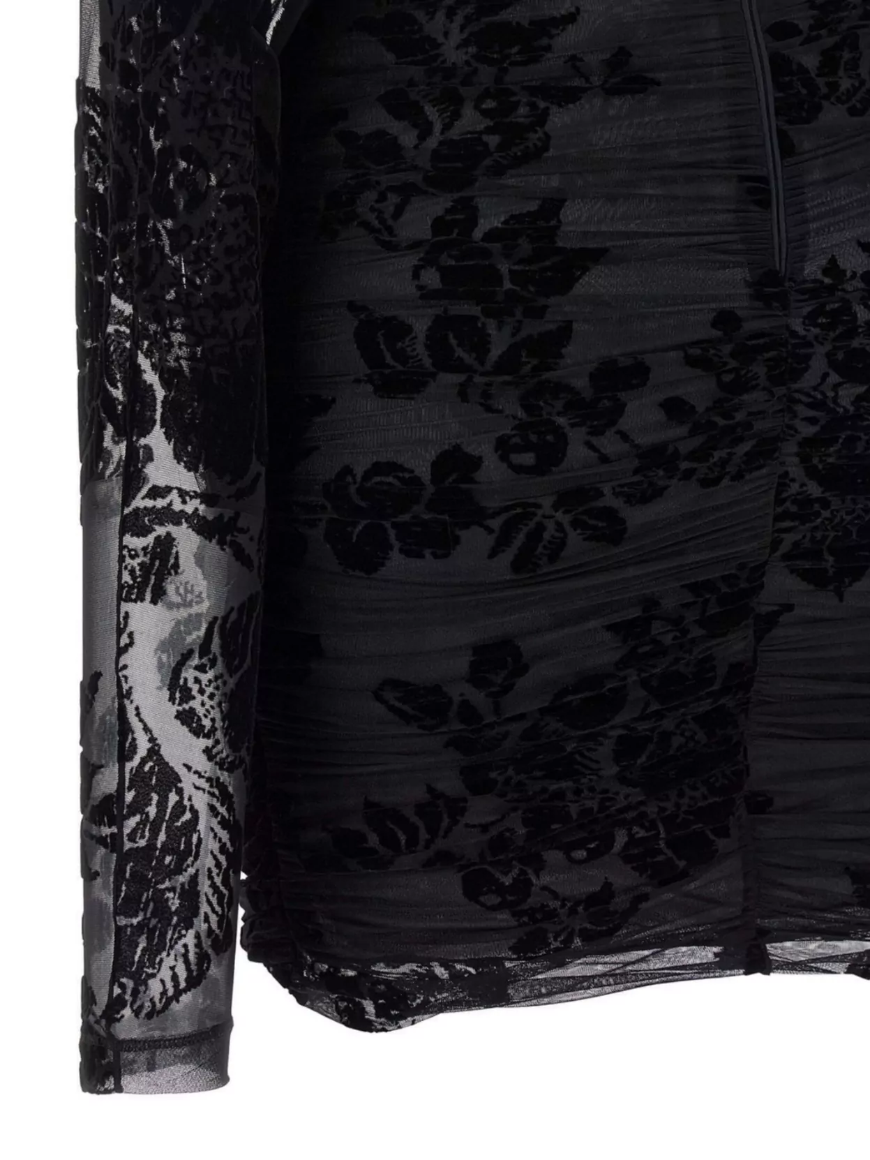 Pinko Floral V-Neck Long Sleeve Sheer Dress