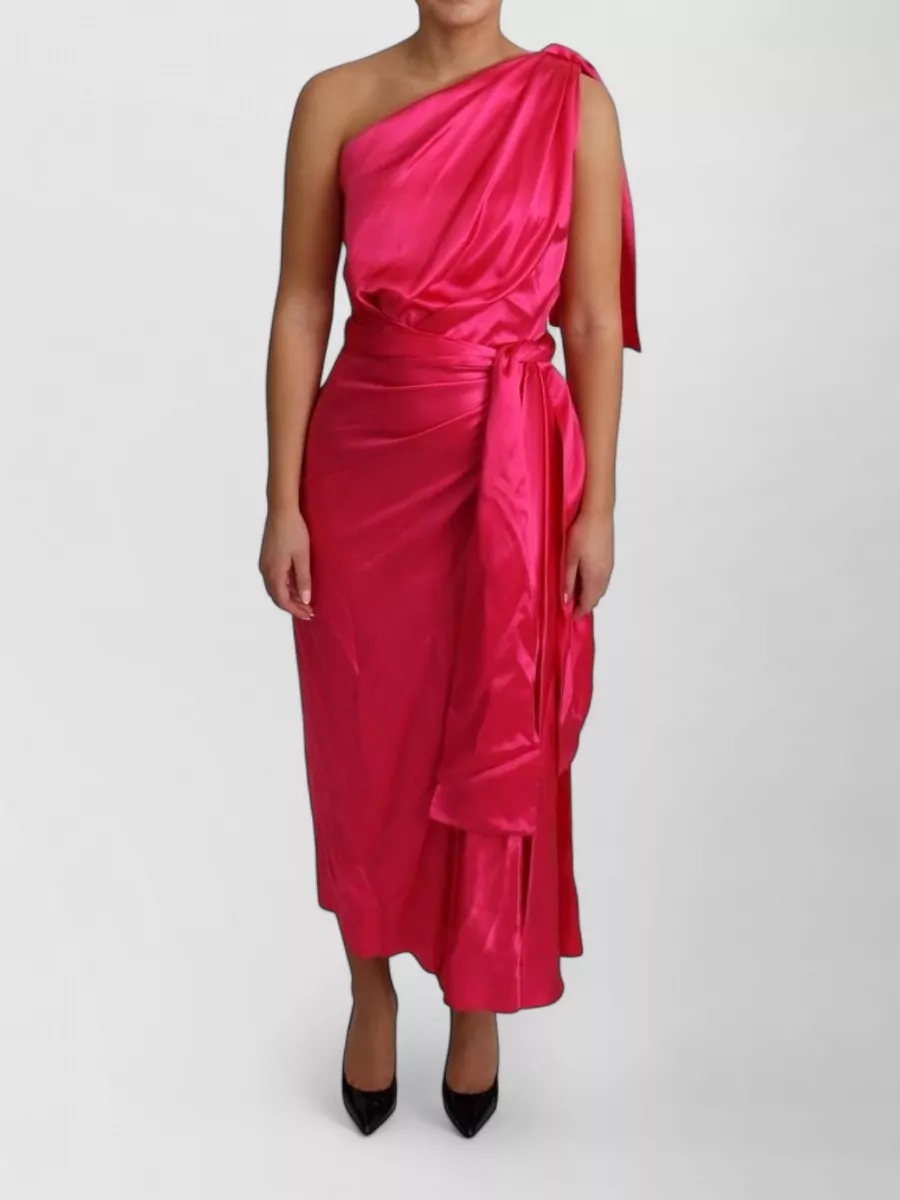 Dolce&Gabbana Silk one-shoulder draped wrap midi dress