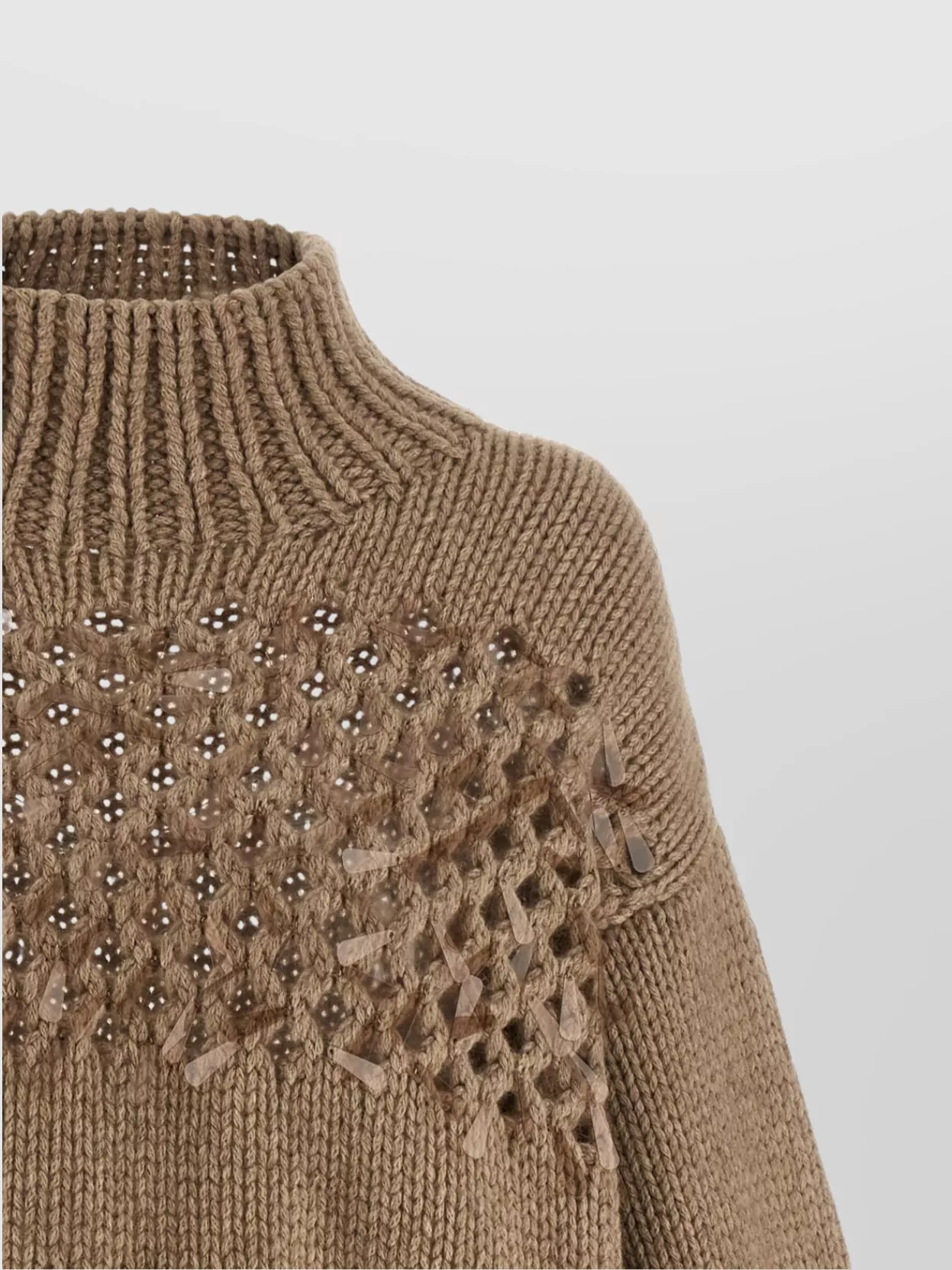 Brunello Cucinelli Drop Sequin Sweater Sweaters And Cardigans Beige In Brown