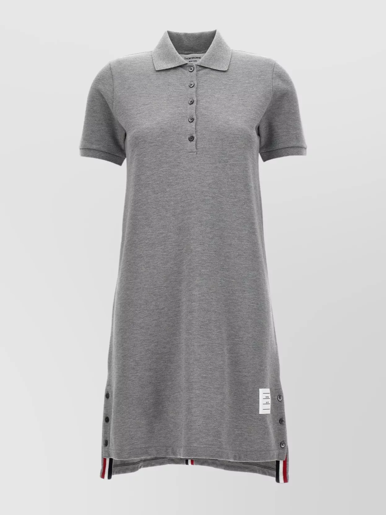 Shop Thom Browne Collared Dress With Side Buttons And Stripe