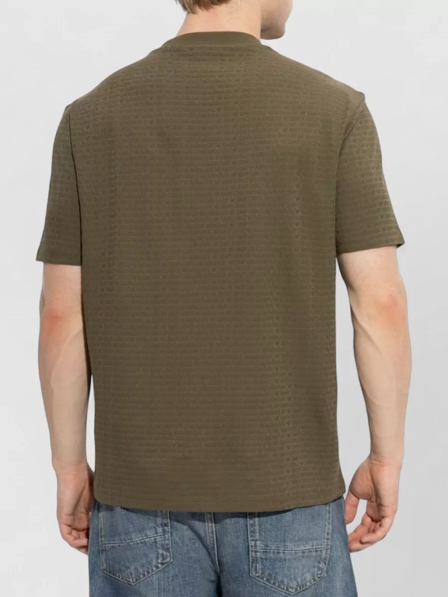 Emporio Armani Cotton Fine-Knit Regular-Fit Logo-Jacquard Short-Sleeve T-Shirt